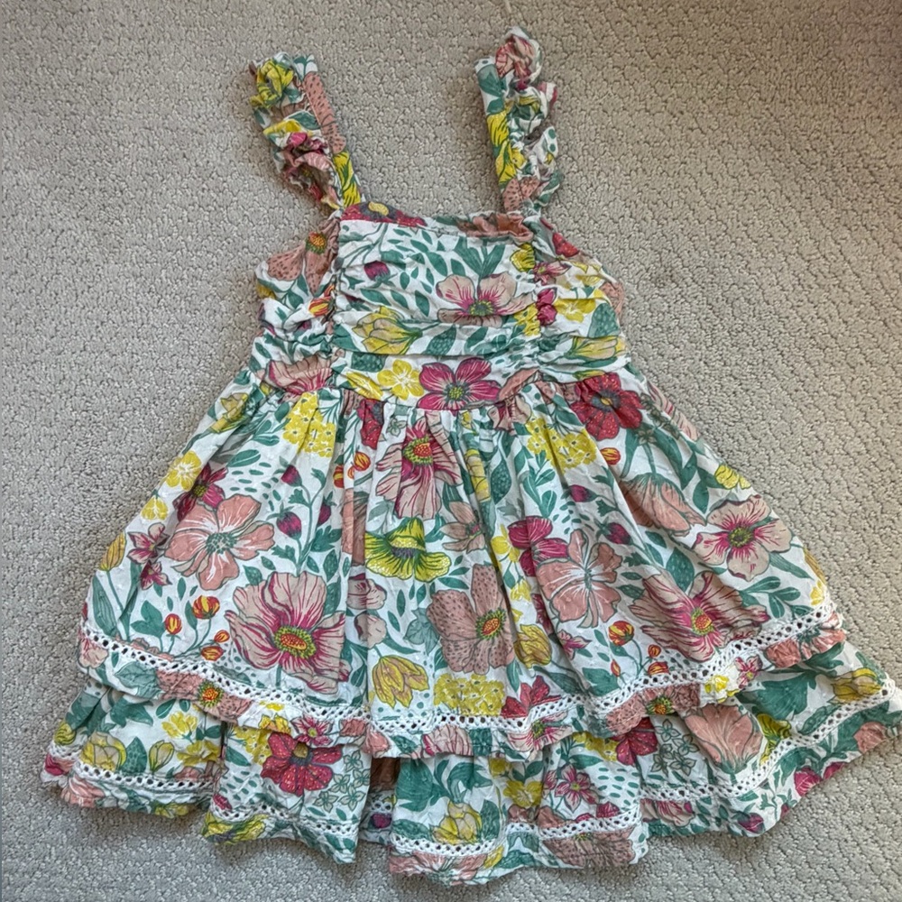 cupcakes & cashmere Floral Kids Dress with Ruffled Straps